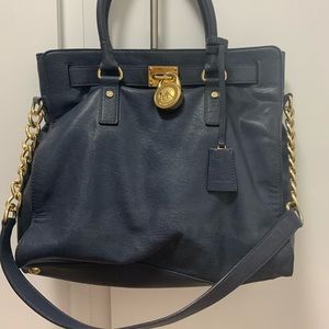Navy blue leather Michael Kors handbag